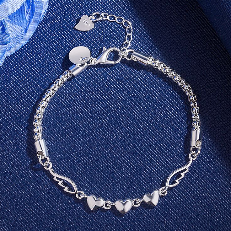 Style: Celebrity street style Color: Angel Bracelet [Silver Plated]] Blessings Bracelet, Ali D'angelo, Angel Wing Bracelet, Angel Bracelet, Love Angel, Romantic Heart, Bracelets Silver, Silver Bracelets For Women, 925 Silver Bracelet