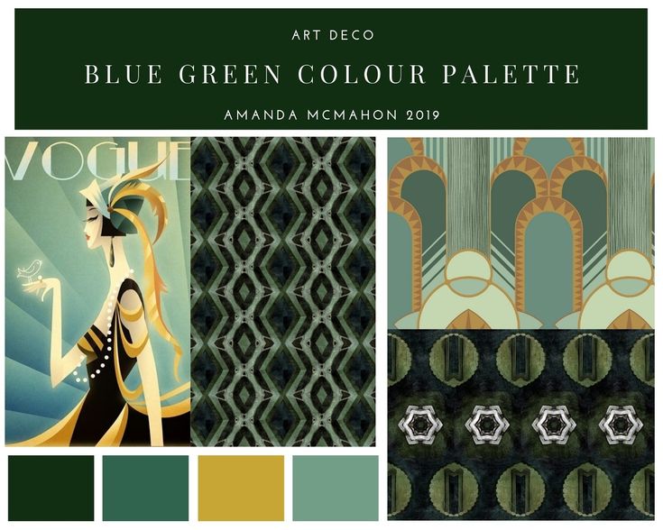 the color scheme for blue green and gold is shown in three different colors, including one with