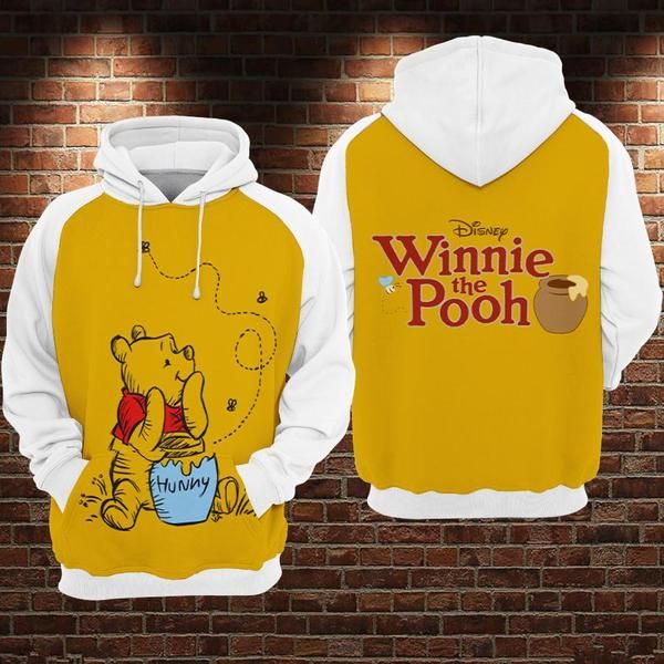 WTP HOODIE 4 Winnie The Pooh Hoodie, Disney Hoodies, Print 3d, 3d Hoodie, School Work, Unisex Design, Pastel Pink, Hoodie Print, Kangaroo Pocket