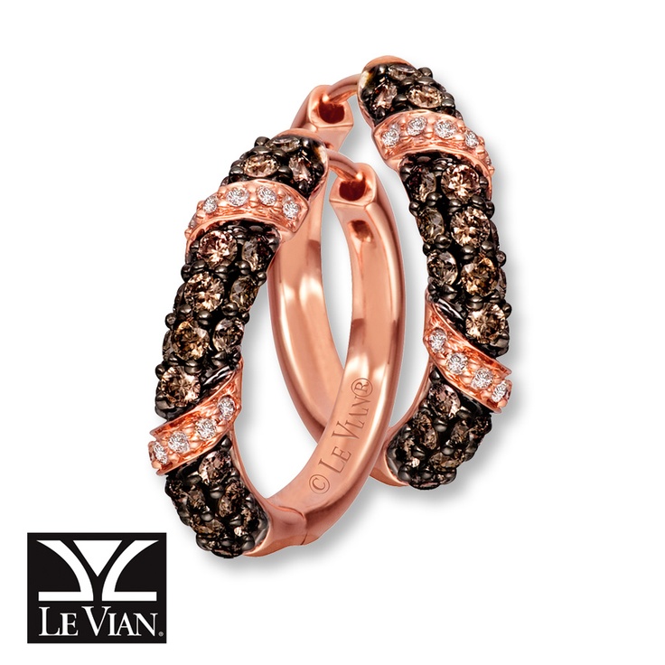 Le Vian CHOCOLATE DIAMONDS® 1 CT TW HOOP EARRINGS 14K STRAWBERRY GOLD® Levian Chocolate Diamonds, Fine Jewelry Earrings, Real Diamond Earrings, Levian Jewelry, Gold Chocolate, Chocolate Diamond, Bvlgari Jewelry, Queen Jewelry, Chocolate Diamonds