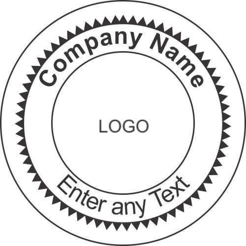 a black and white circular logo with the words company name, enter any text on it