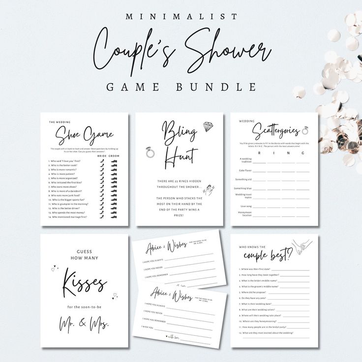 the printable couples'shower game bundle is shown with flowers in front of it