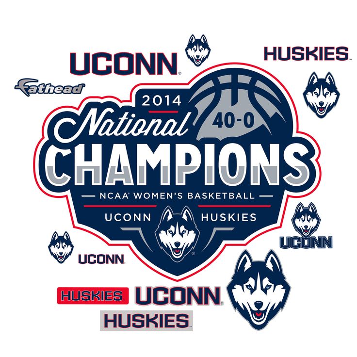 the uconn national champs logo is shown in red, white, and blue