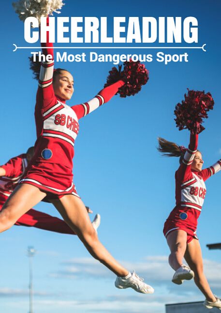 two cheerleaders are jumping in the air