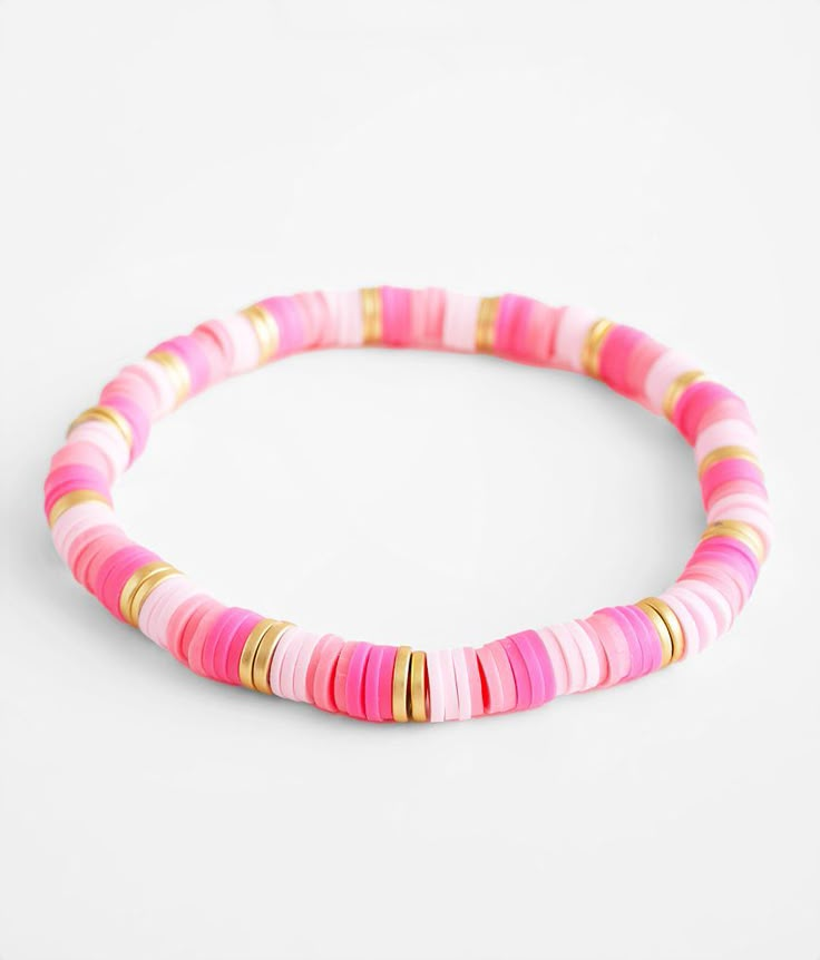 BKE Neon Disc Bead Bracelet - Pink , Women's Pink Stretch bracelet One size fits most. Apparel & Accessories Neon Pink Bracelet, Round Clay Bead Bracelet, Beaded Bracelets Kids, Neon Heishi Bracelet, Valentine Clay Bracelets, Volleyball Clay Bead Bracelets, Preppy Beaded Jewelry, Clay Bead Bracelet Pink, Clay Bead Inspiration