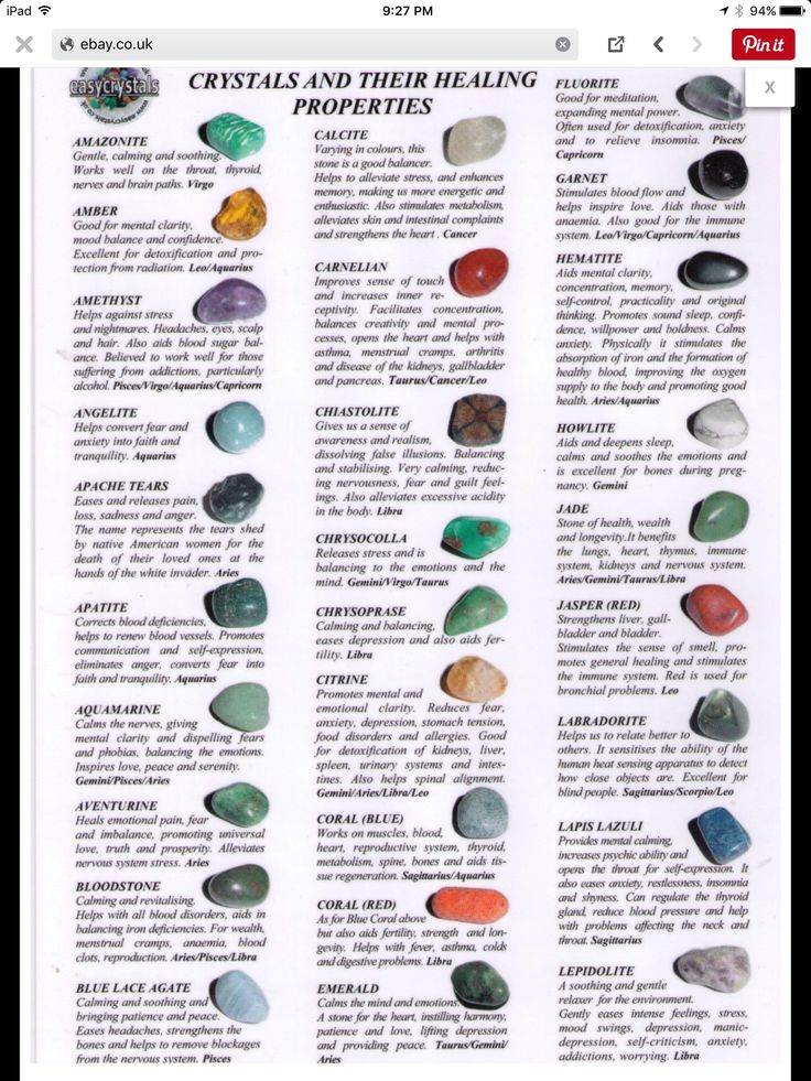 the crystals and their meanings are shown in this poster, which includes different types of rocks