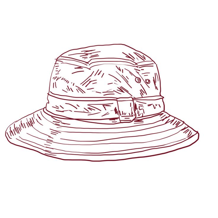 a drawing of a hat with a buckle on the brim and strap around it