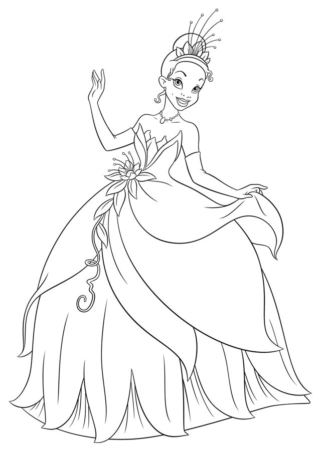 the princess from disney's sleeping beauty is shown in black and white coloring pages