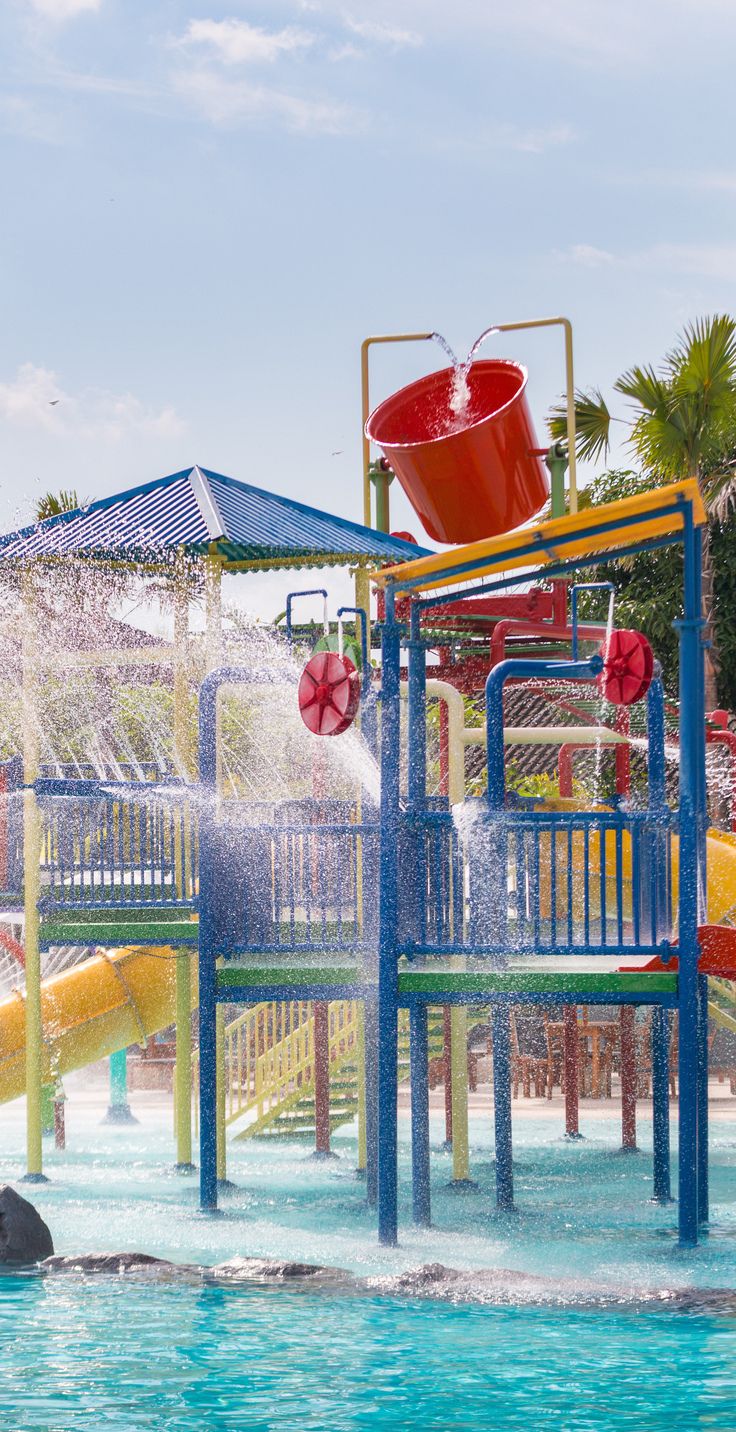 the water park is full of children's play equipment