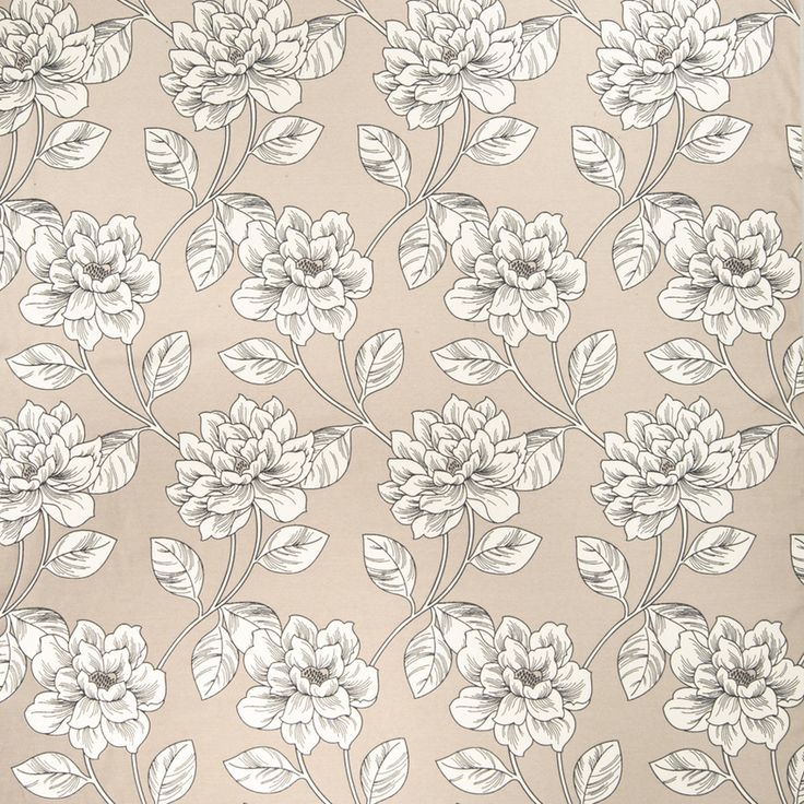 a white and gray flowered pattern on a beige background