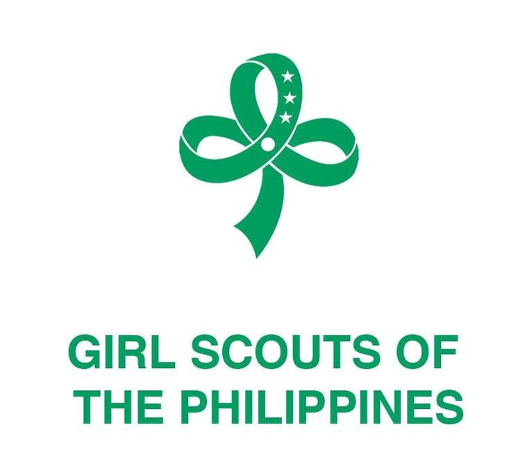 the girl scouts of the philippines logo is green and has a bow on it's head