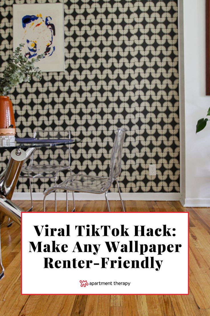 a dining room table and chairs with the text virt tk tok hack make any wallpaper reinter - friendly