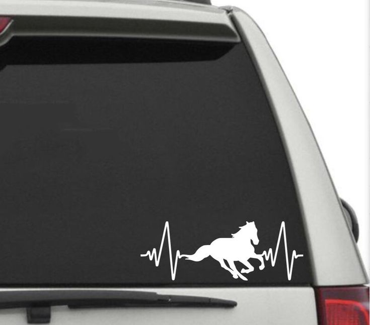 a car with a horse running on it's heartbeat sticker in the shape of a heart