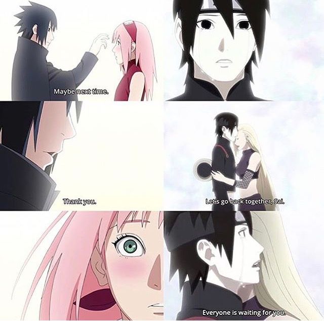 two anime characters one with pink hair and the other with black hair, are facing each other