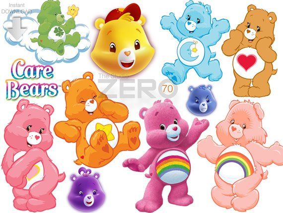 the care bears are all different colors and sizes