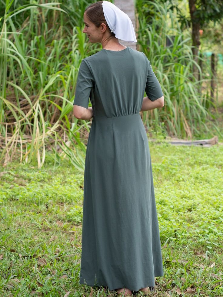 Leia Cape Dress Sewing Pattern Modest Dress Pattern for Knit - Etsy Make Dress Modest, Cape Dress Mennonite, Mennonite Cape Dress Ideas, Amish Dress Pattern, Diy Modest Dress, Fitted Solid Color Maxi Dress With Empire Waist, Fitted Empire Waist Maxi Dress, Fitted Maxi Dress With Empire Waist, Modest Fitted V-neck Maxi Dress