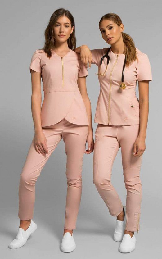 Blush pink scrubs by Jaanuu #medicine #medicine #clothes Cute Nursing Scrubs, Nurse Fashion Scrubs, Nurse Outfit Scrubs, Medical Scrubs Fashion, Beauty Uniforms, Scrubs Nursing Uniforms, Stylish Scrubs, Medical Scrubs Outfit, Dental Scrubs