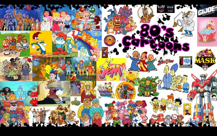 an image of cartoon characters with the words 80's cartoons written on each one