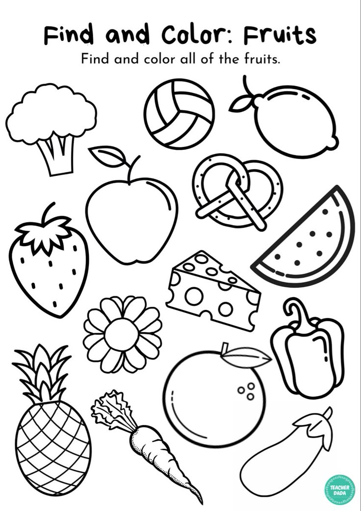 Fruits Coloring Worksheet | Preschool learning activities, Color ...