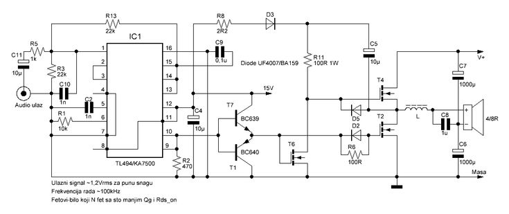 Class D AMP using only TL494 | diyAudio | Audio amplifier, Amp, Class d ...