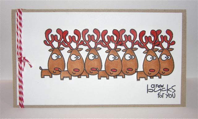 a christmas card with reindeers and candy cane