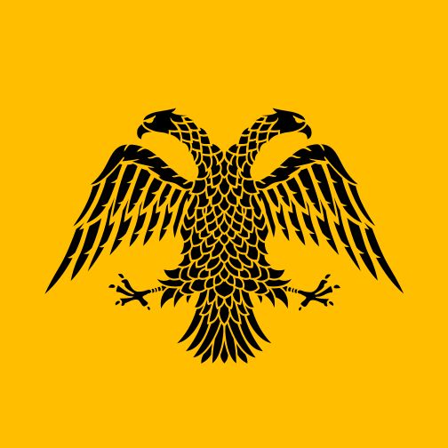 an eagle with black wings on a yellow background