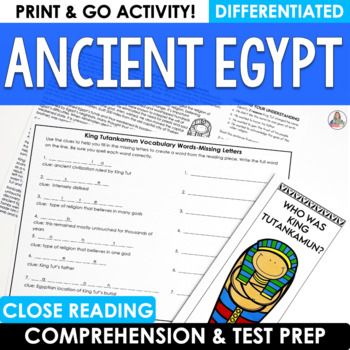 an ancient egypt reading and test book with the text, print & go ...