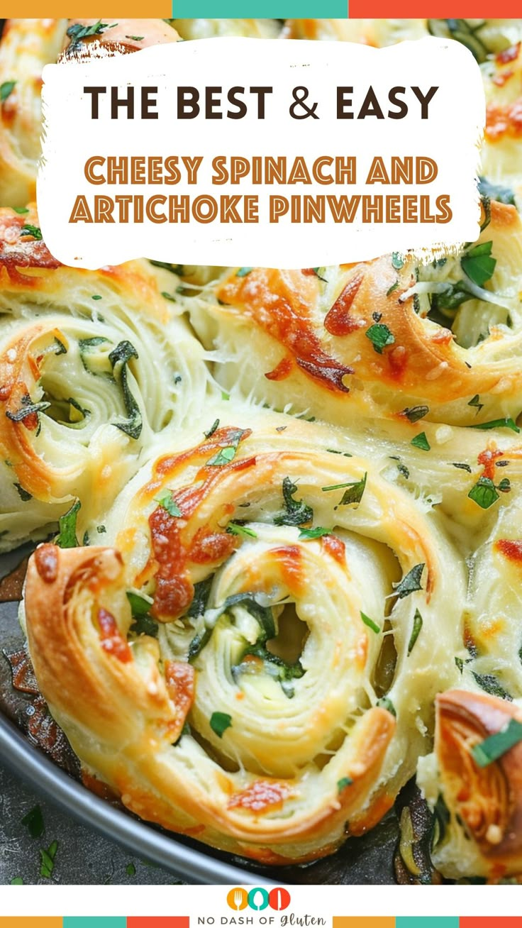 the best and easy cheesy spinach and artichoke pinwheels