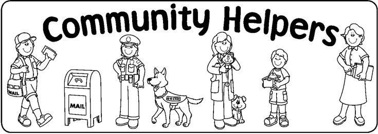 a sign that says community helpers with police officers and their dogs in black and white