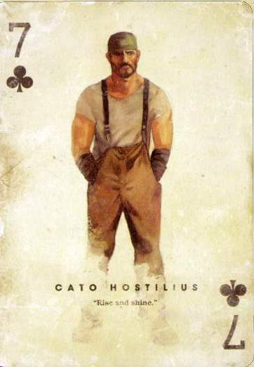 a card with an image of a man in overalls