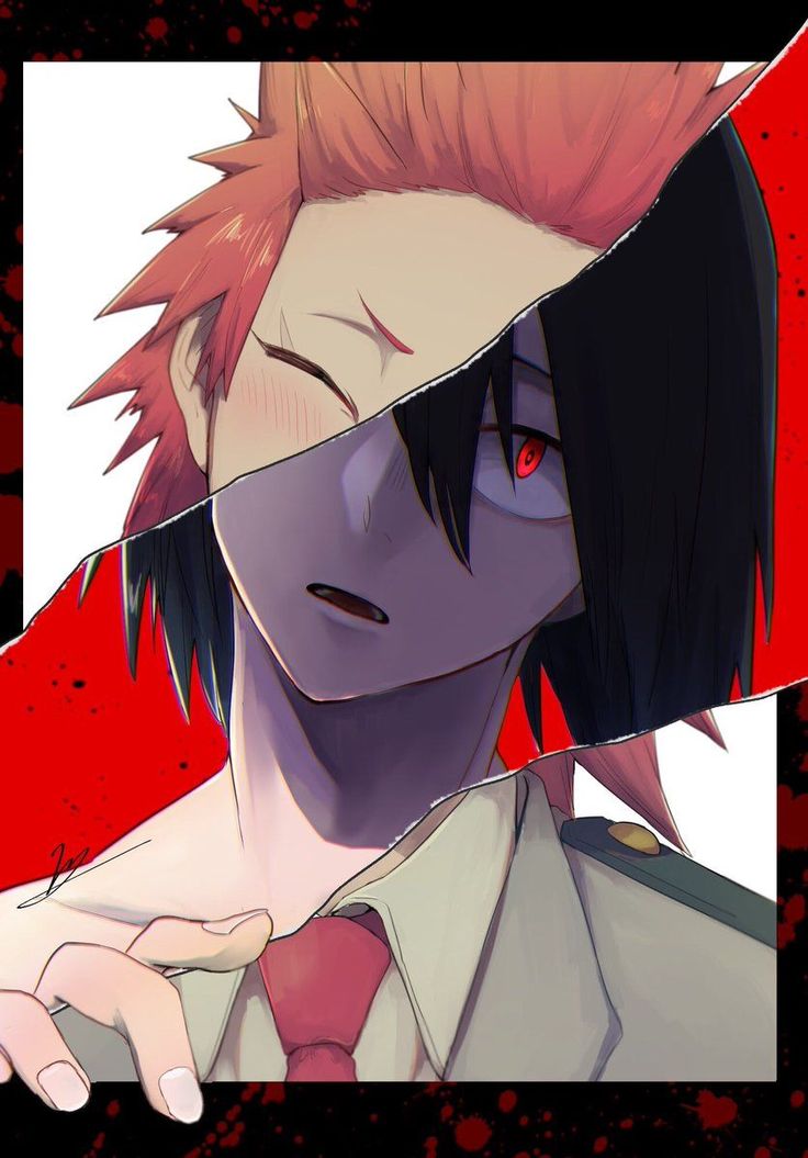 an anime character with red eyes and black hair, wearing a white shirt and tie