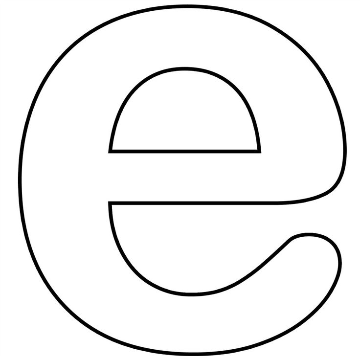 the letter e is outlined in black and white, with an oval shape on it