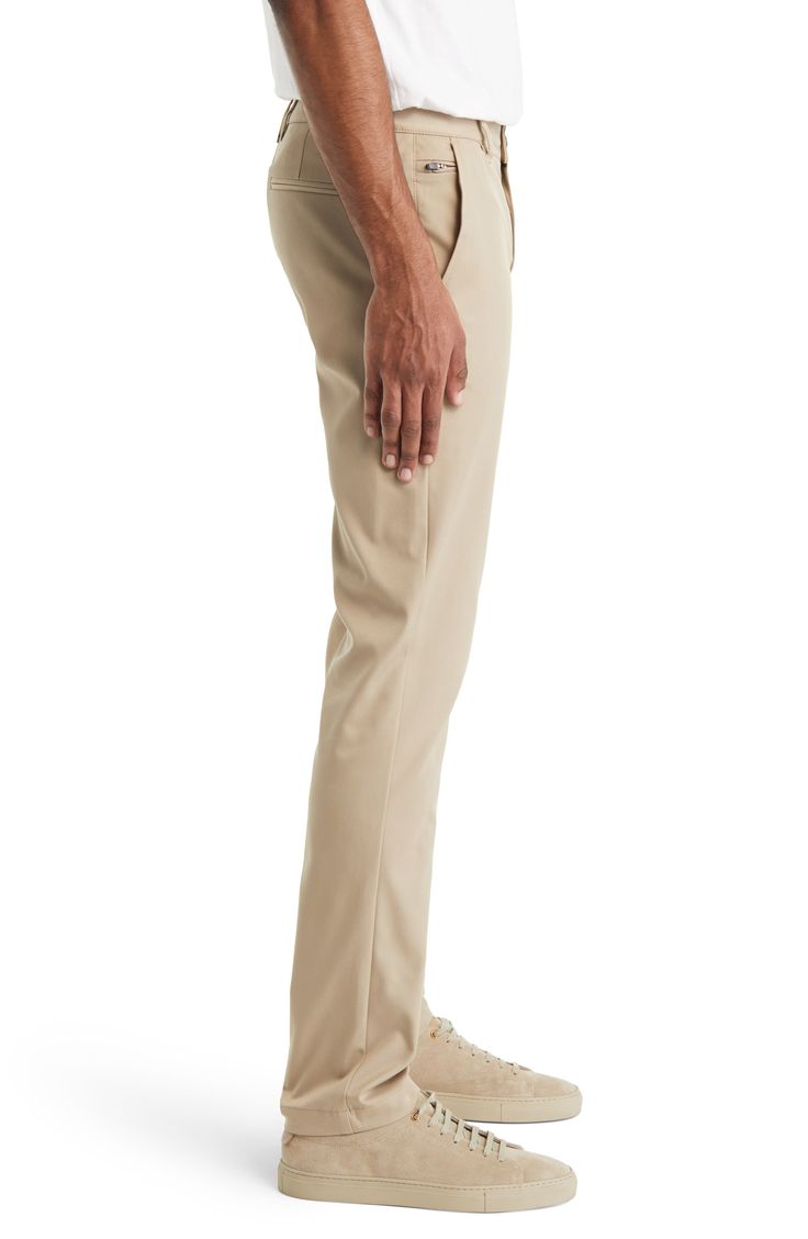 Four-way-stretch fabric makes for a flexible, comfortable fit in versatile flat-front pants cut for a modern slim straight-leg profile. 34" inseam; 14" leg opening 100% polyester Machine wash, tumble dry Imported Flat Front Pants, Twill Pants, Fit In, Vintage Shops, Nordstrom Rack, Stretch Fabric, Khaki Pants, Comfort Fit, Straight Leg