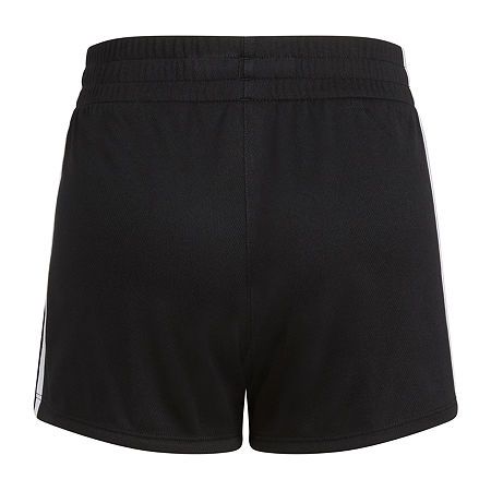 Easy adidas style for your go-getter. These girls' shorts feature iconic 3-Stripes for a look that's always on-trend. Airy mesh pairs perfectly with sunshine and non-stop play. One universal fact about kids: They are always growing and changing and their bodies are, too. That's why we now offer kids' extended sizing for our most popular apparel. Because kids deserve great-fitting, functional gear they can feel confident wearing. For years, our industry has used phrases like "plus size" and "husk Summer Sportswear Shorts With Side Stripes, Adidas Cotton Shorts With Three Stripes Branding, Adidas Cotton Athletic Shorts With Three Stripes, Adidas Cotton Shorts With Three Stripes, Three Stripes Sportswear Bottoms For Summer, Sportswear Bottoms With Three Stripes For Summer, Sporty Shorts With Three Stripes, Three Stripes Branding Sportswear For Summer, Cotton Athletic Shorts With Three Stripes