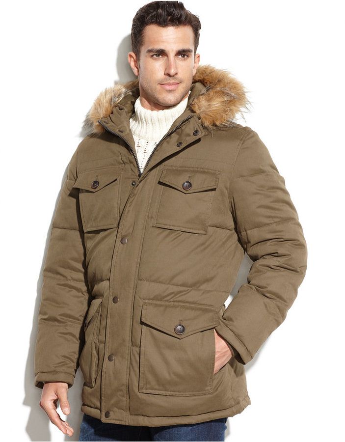 Tommy Hilfiger 4-Pocket Snorkle Parka with Faux-Fur Hood Long Coats For Men, Mens Pea Coat, Mens Fur Coats, Mens Clothing Casual, Raincoats For Men, Mens Winter Coats, Trench Coat Winter, Mens Trench Coat, Mens Winter Jackets