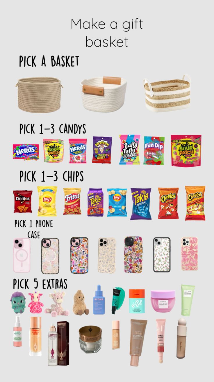 the contents of a gift basket are shown in this graphic above it's description