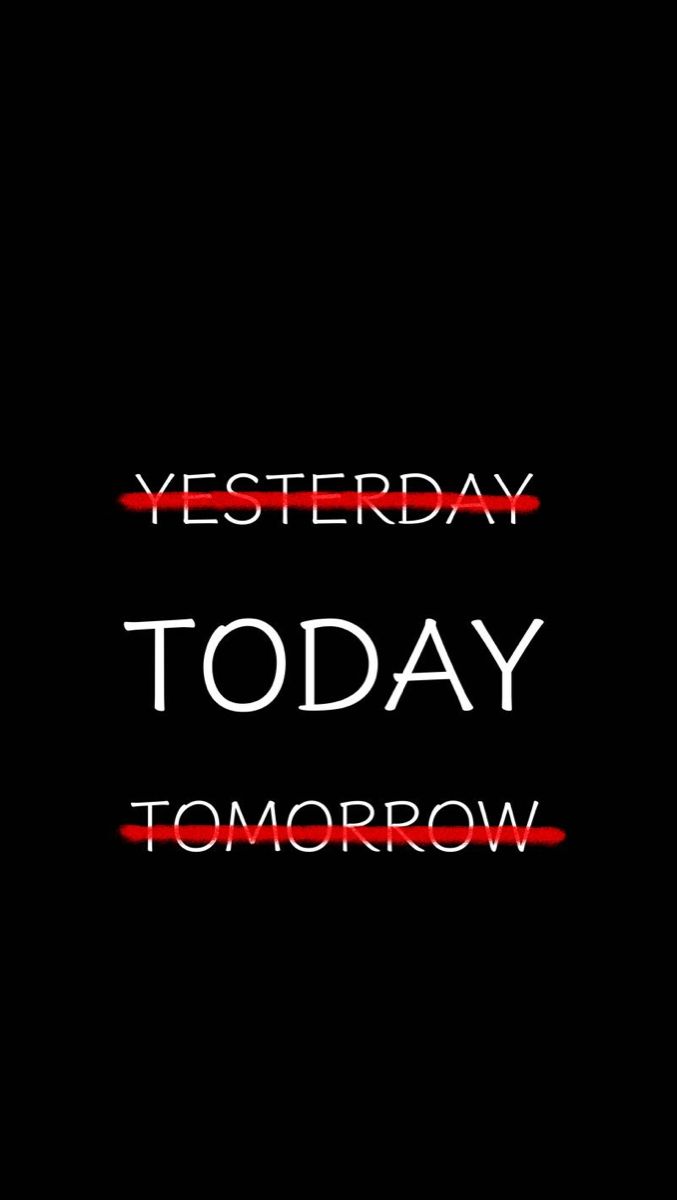 the words today and tomorrow written in red on a black background with an orange stripe