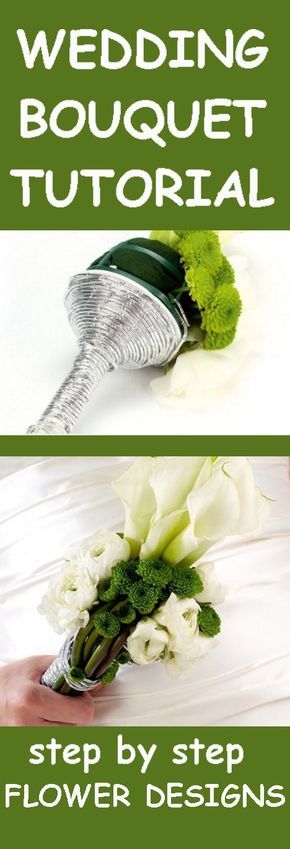 the step by step instructions to make a wedding bouquet with broccoli and white flowers