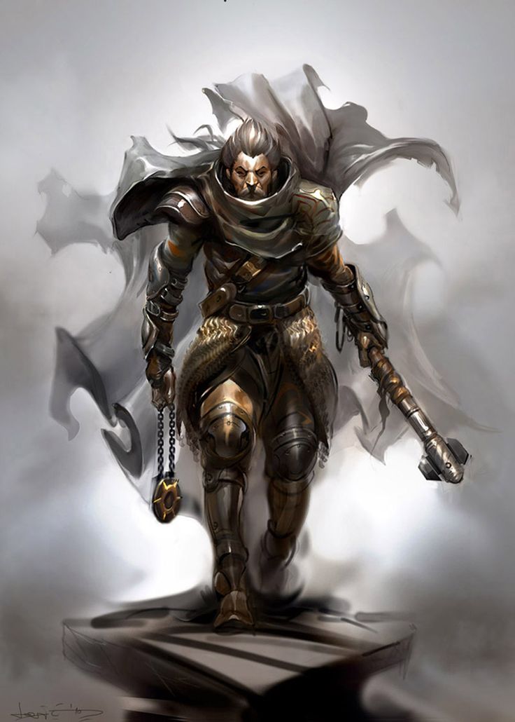 a digital painting of a man in armor