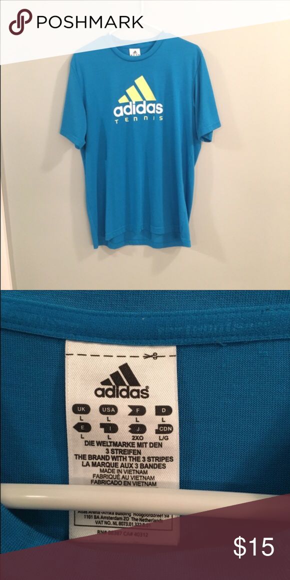 Adidas tennis dri fit Like new! Adidas Shirts Tees - Short Sleeve Tennis Shirt, Adidas Tennis, Tennis Shirts, Adidas Blue, Adidas Shirt, Blue Adidas, Adidas Logo, Adidas Men, Blue Yellow