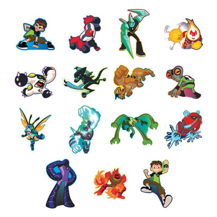 various cartoon characters are shown in the shape of magnets on a white background,