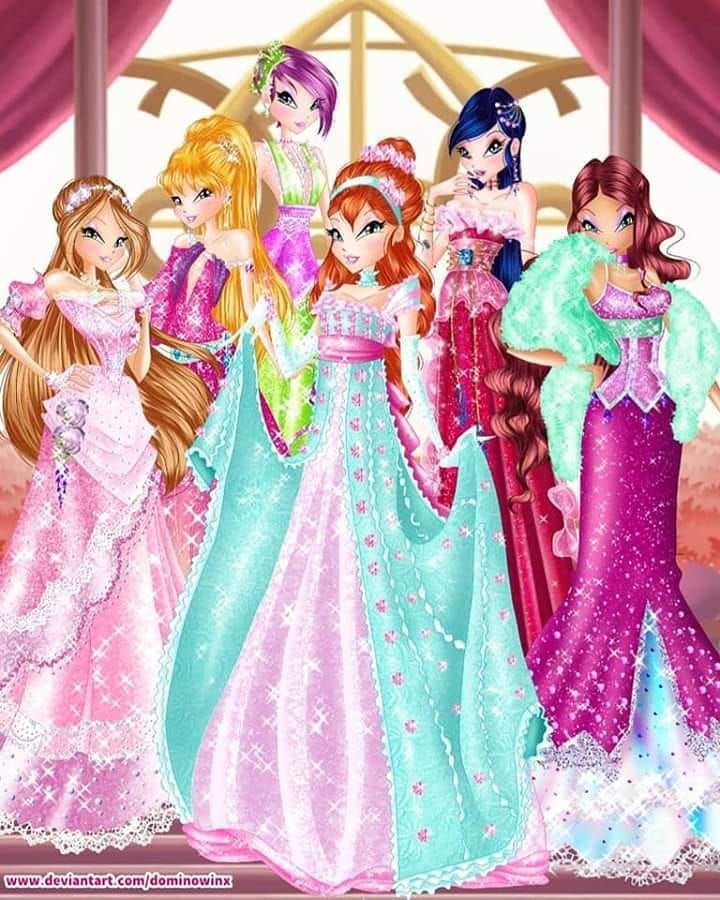 the princesses are all dressed up in their dresses