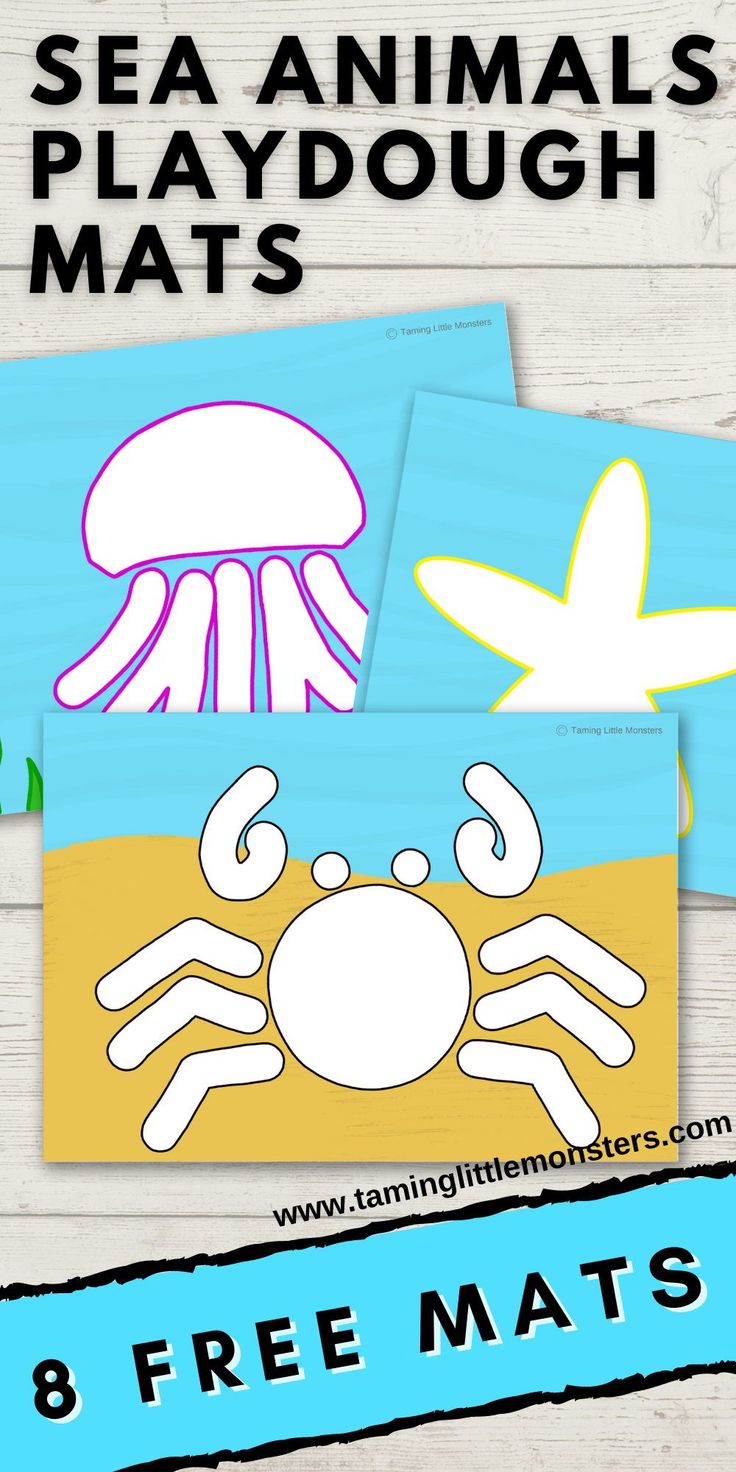 sea animals playdough mats with free printables