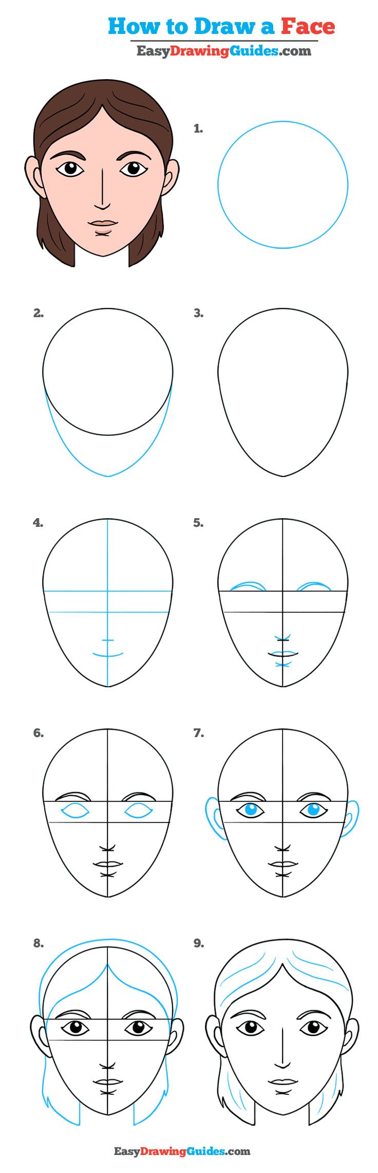 How to Draw a Face - Really Easy Drawing Tutorial | Simple face drawing ...