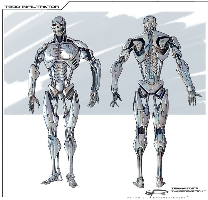 an image of a robot that looks like it is in the future era, with two different