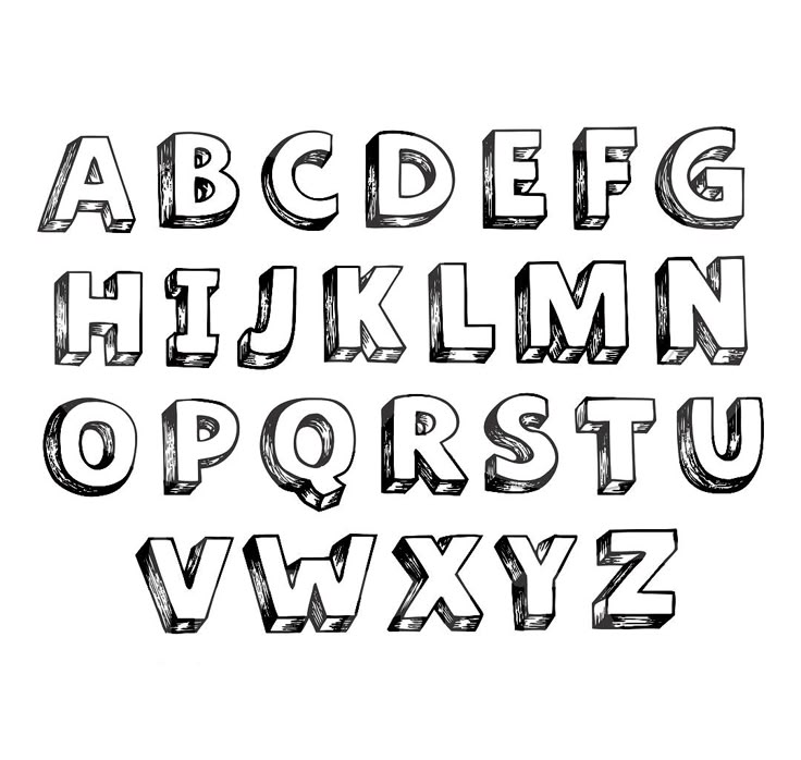 How to draw 3D letters Lettering alphabet, Drawing