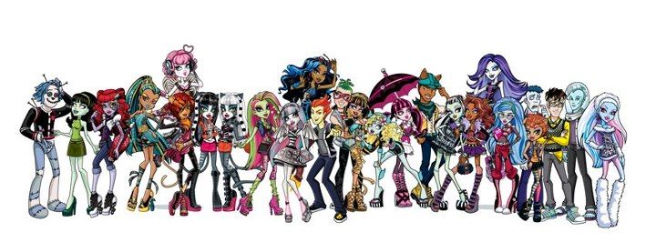 anime characters are lined up in the same line, all wearing different outfits and hair styles