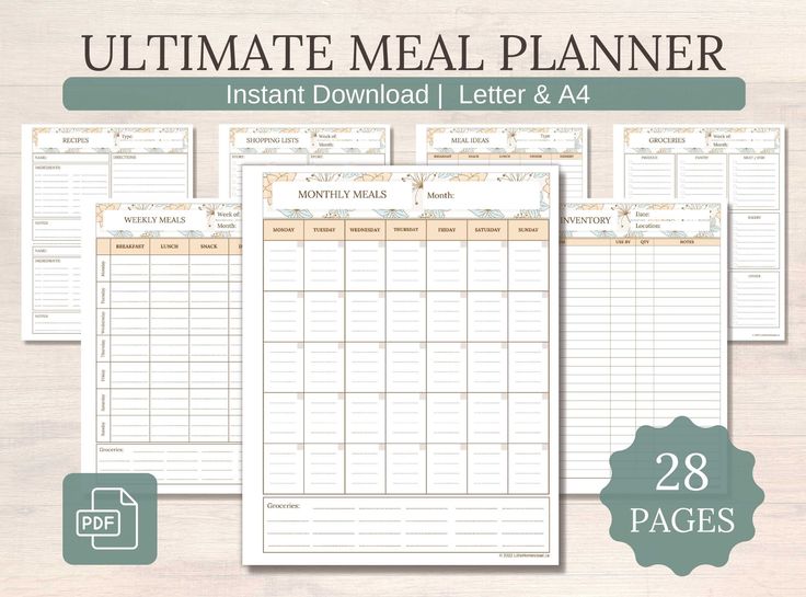 Ultimate Meal Planner, Meal Planning Template, Weekly Monthly Menu Plan ...