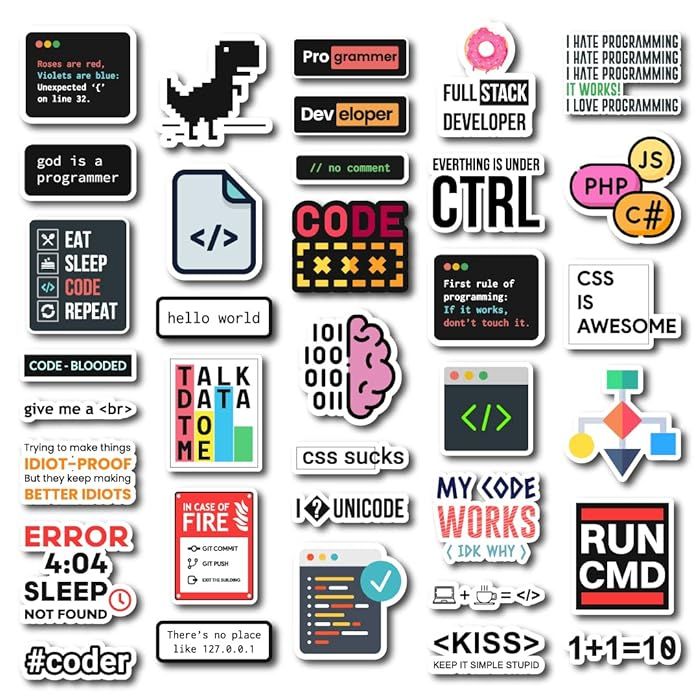 Buy Aapki Marzi Coding/Programming Laptop Stickers - Pack of 35 | Vinyl ...