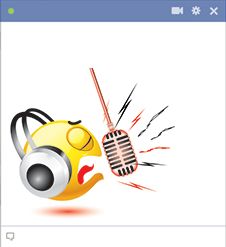 an image of a cartoon character with headphones and a microphone on the screen,